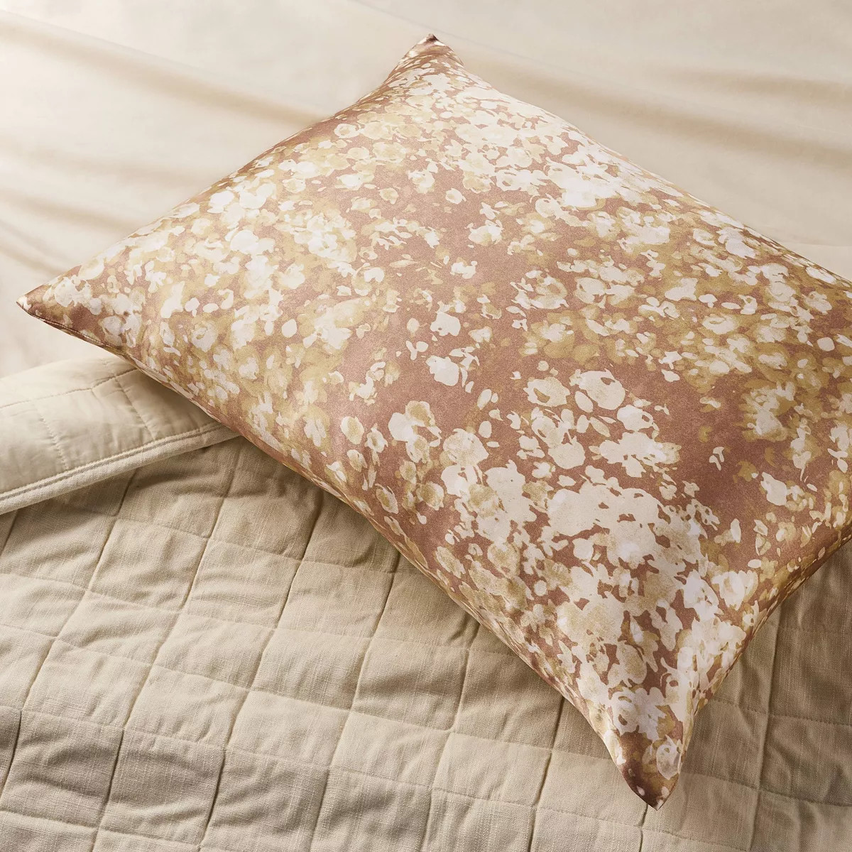 Standard Solid Silk Pillowcase Blush Pink Impressionist Print - Casaluna™ | Target