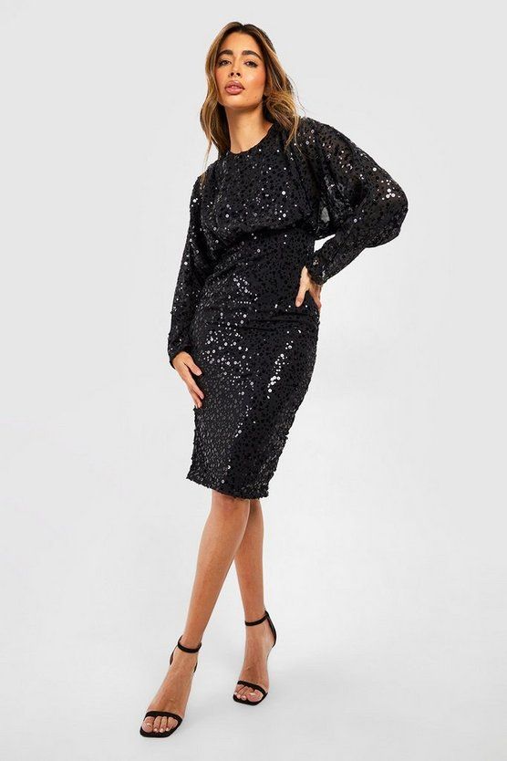 Sequin Batwing Midi Dress | Boohoo.com (US & CA)