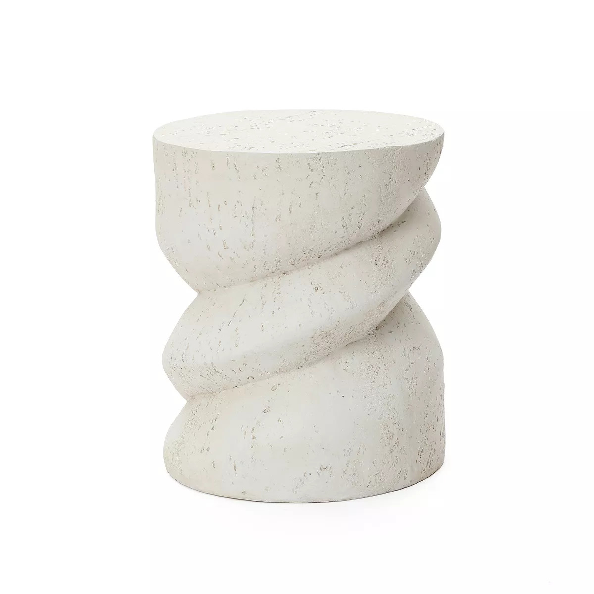LuxenHome 19" Ivory Outdoor Side Tables for Patio, Sculptural Modern End Table with Twisted Desig... | Target