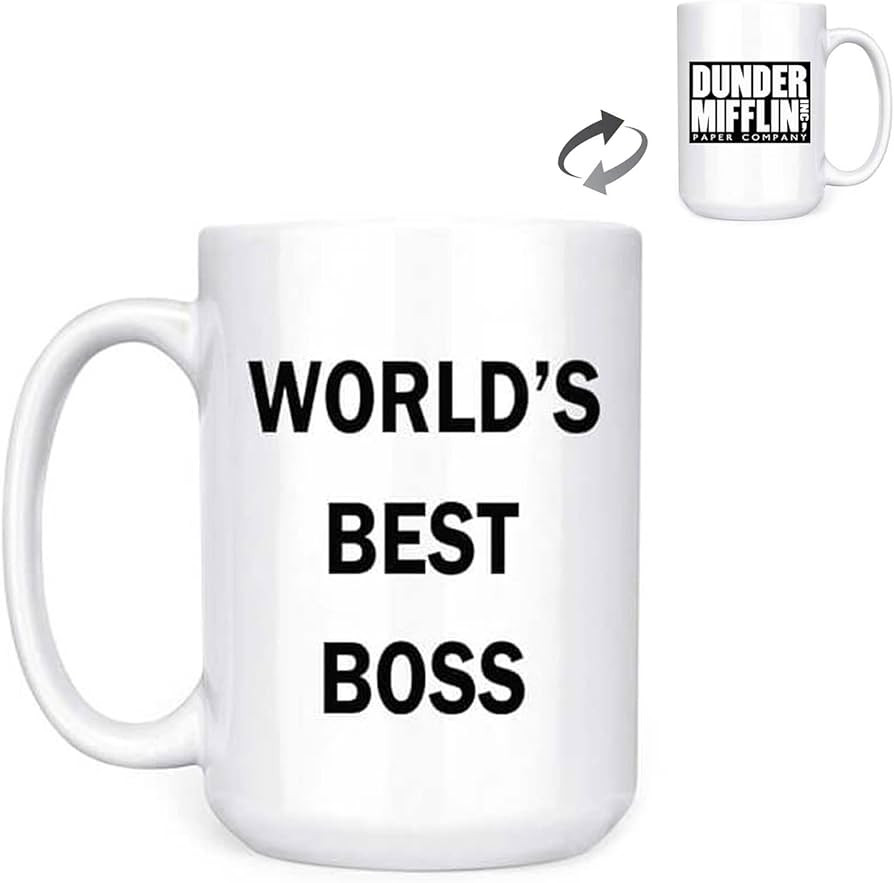 Dunder Mifflin (The Office) World's Best Boss TV Television Show Ceramic Mug Coffee (Tea, Cocoa) ... | Amazon (US)