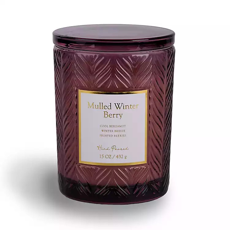 New! Mulled Burgundy 15.2oz Embossed Jar Candle | Kirklands