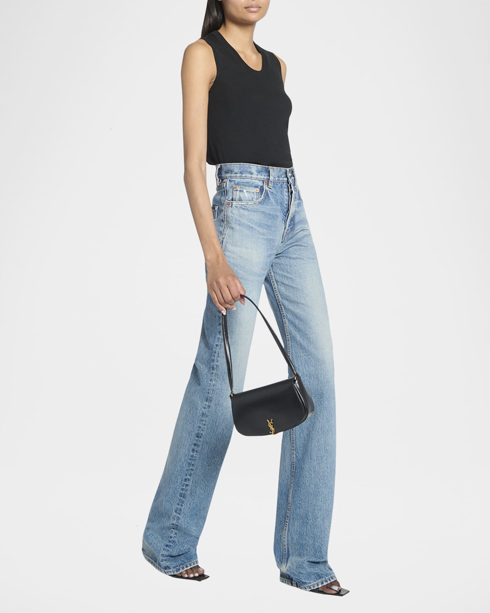Saint Laurent Mini YSL Flap Leather Shoulder Bag | Neiman Marcus