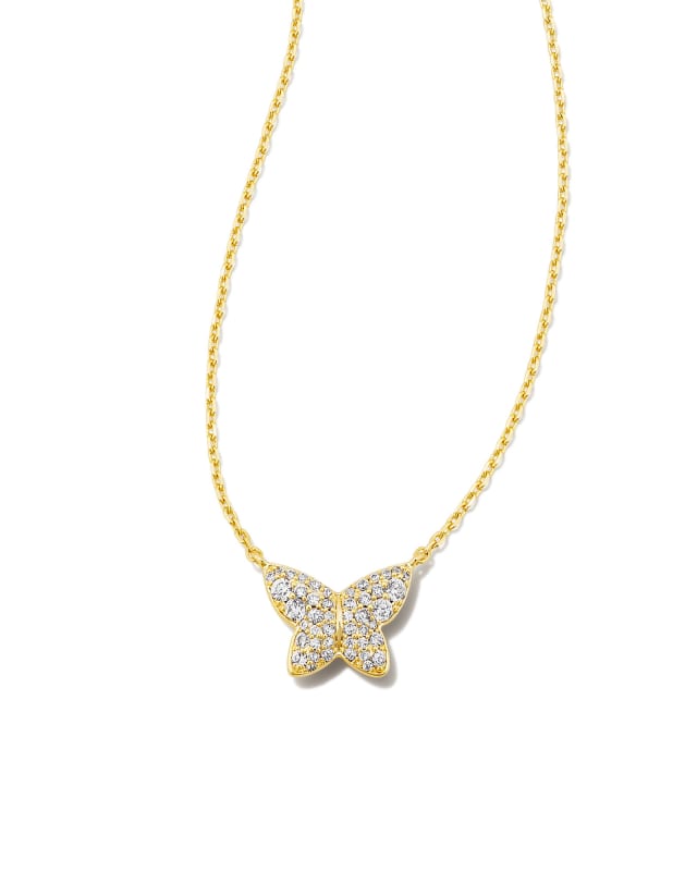 Lillia Crystal Butterfly Gold Pendant Necklace in White Crystal | Kendra Scott | Kendra Scott
