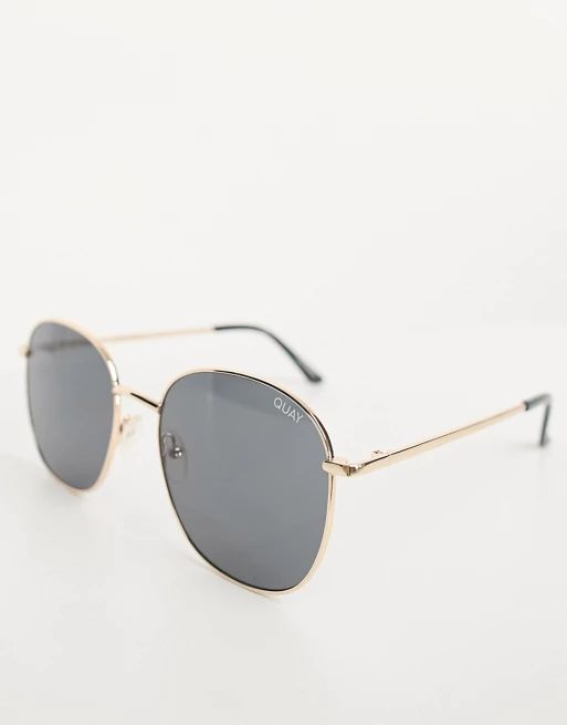 Quay Australia Jezabell round sunglasses in gold/smoke | ASOS US