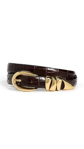 Madewell Women's Triple Keeper Belt: Croco, Chocolate Raisin, Brown, Gold, Large | Amazon (US)