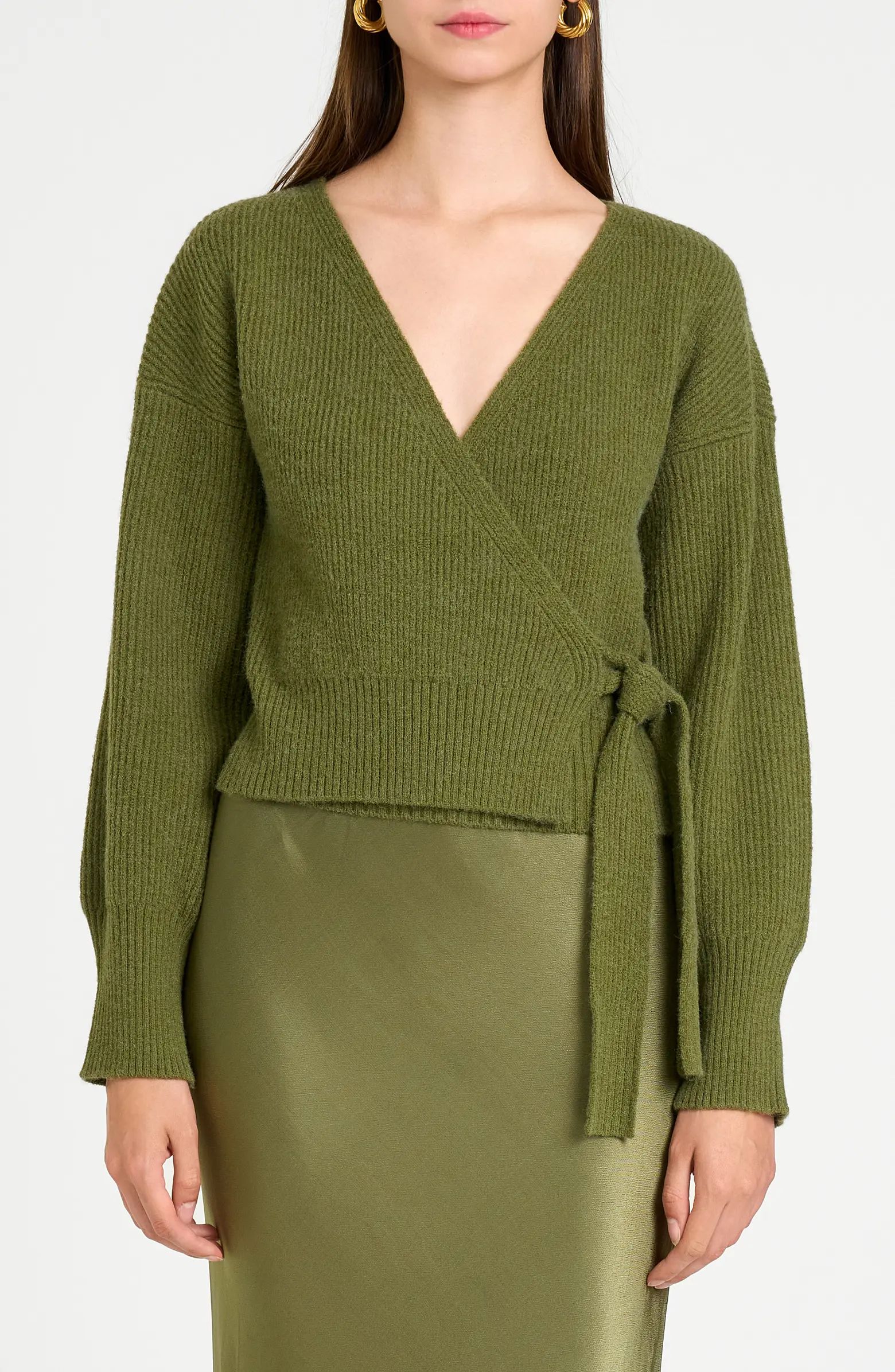 WAYF Terri Bouclé Rib Wrap Sweater | Nordstrom | Nordstrom