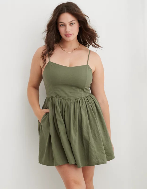 Aerie Love Of Linen Blend Mini Dress | Aerie