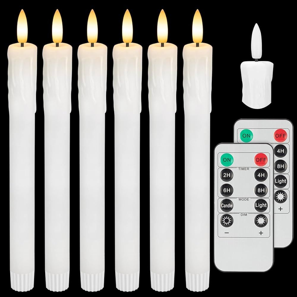 SEHNSY Real Wax Flameless Taper Candles with Remote Timer, Dropping Wax Battery Operated LED Cand... | Amazon (US)