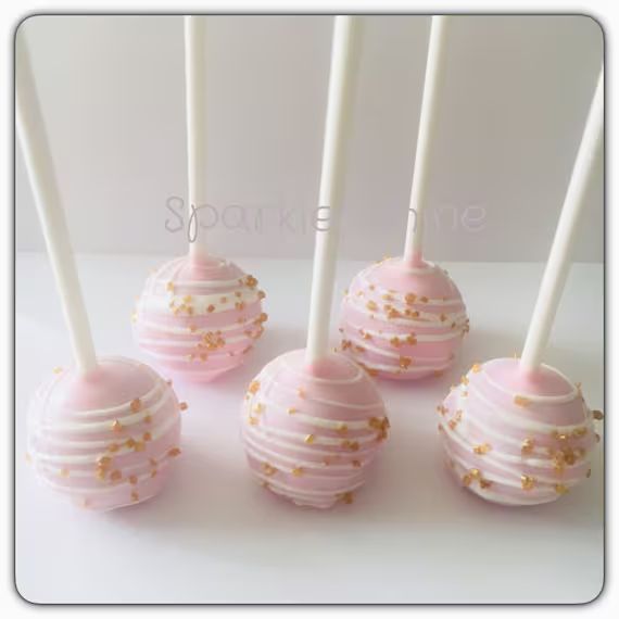 1 Dozen Pink White Gold Cake Pops, Baby Girl Christening Cake Pops, Girl's Communion Cake Pop, Ba... | Etsy (US)