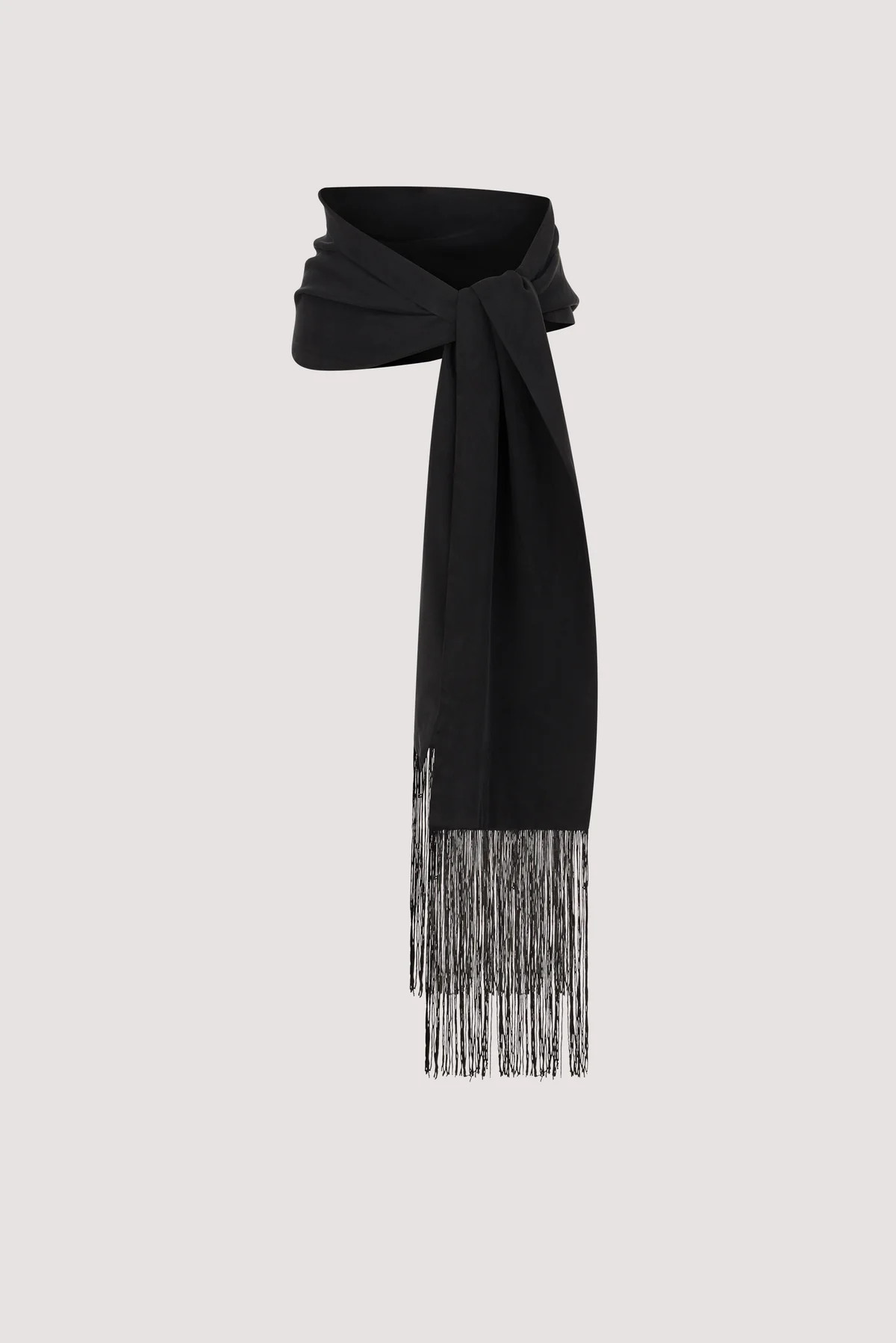FIORA BLACK CUPRO FRINGE SCARF | DISSH