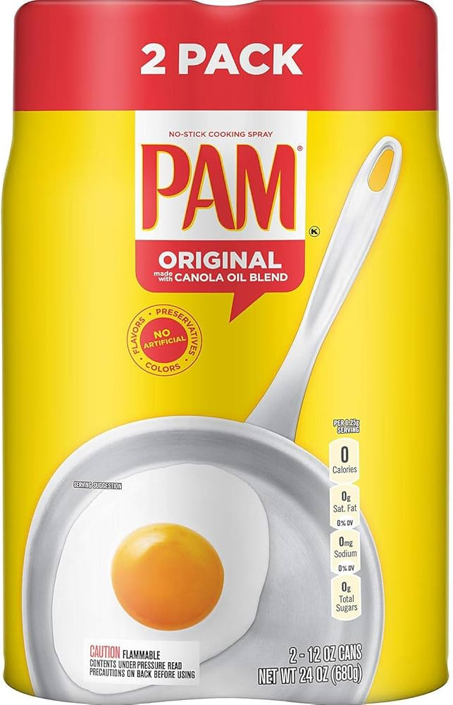 Pam Original No-Stick Cooking Spray 100% natural Canola Oil (2 pack - 12oz each can) | Amazon (US)