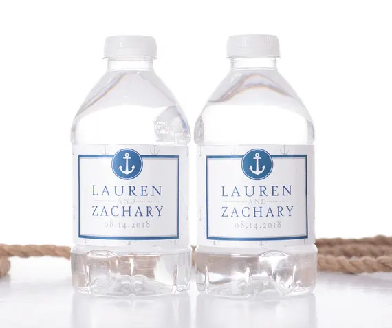 Nautical Wedding Water Bottle Labels - Wedding Bottle Stickers - Water Bottle Labels for Weddings... | Etsy (US)