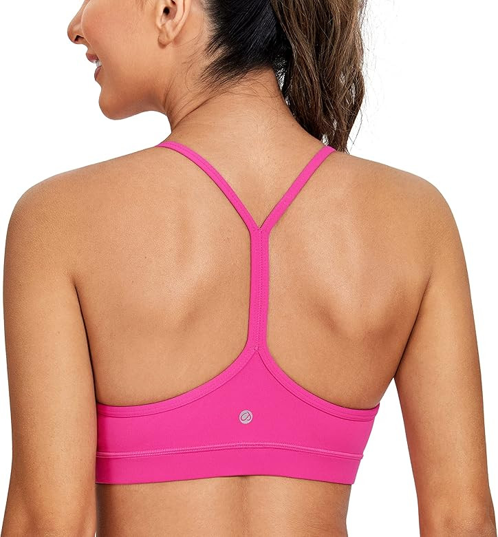CRZ YOGA Womens Butterluxe Y Back Sports Bra - Padded Racerback Low Impact Spaghetti Thin Strap B... | Amazon (US)