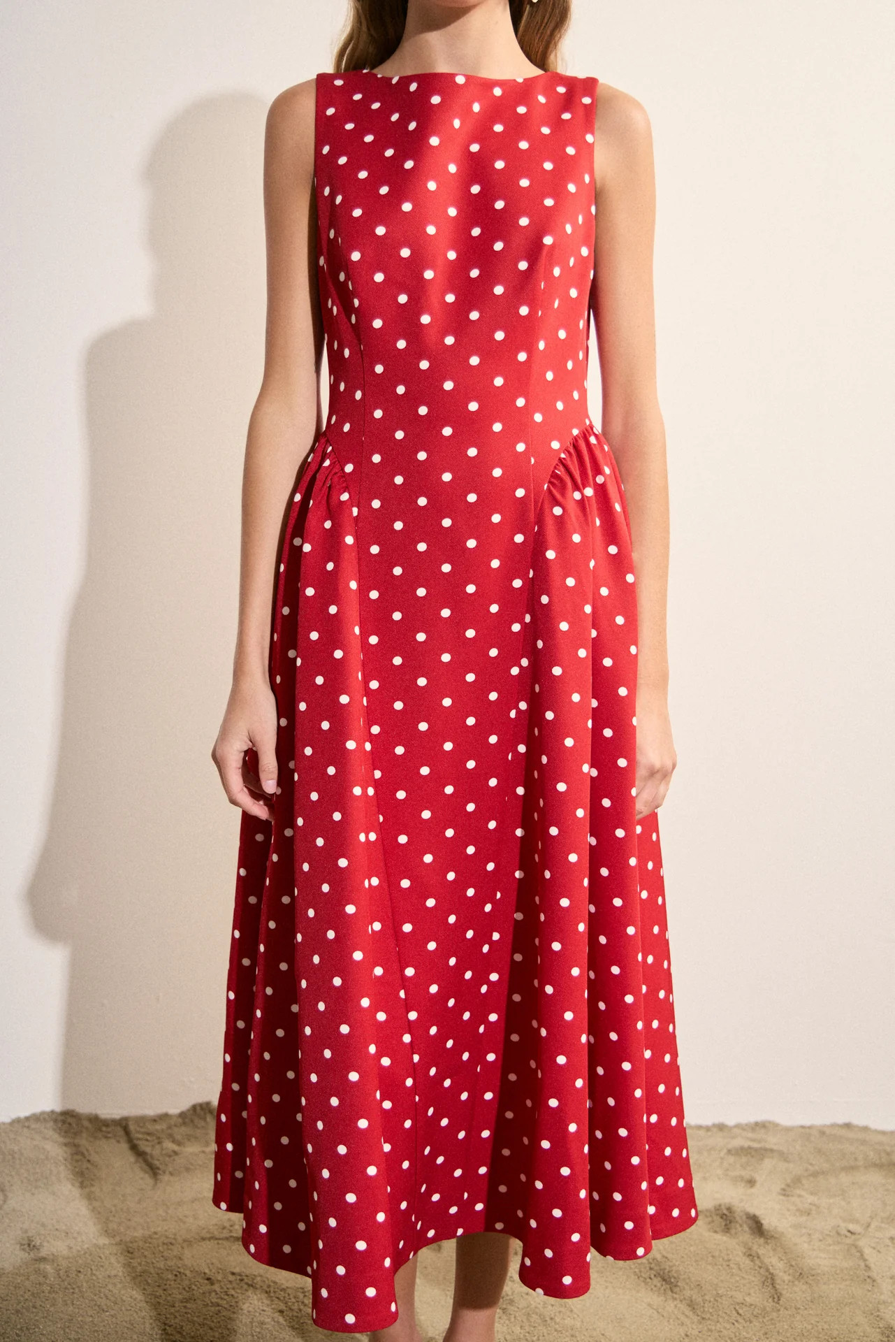 Polka Dot Sleeveless Midi Dress | English Factory