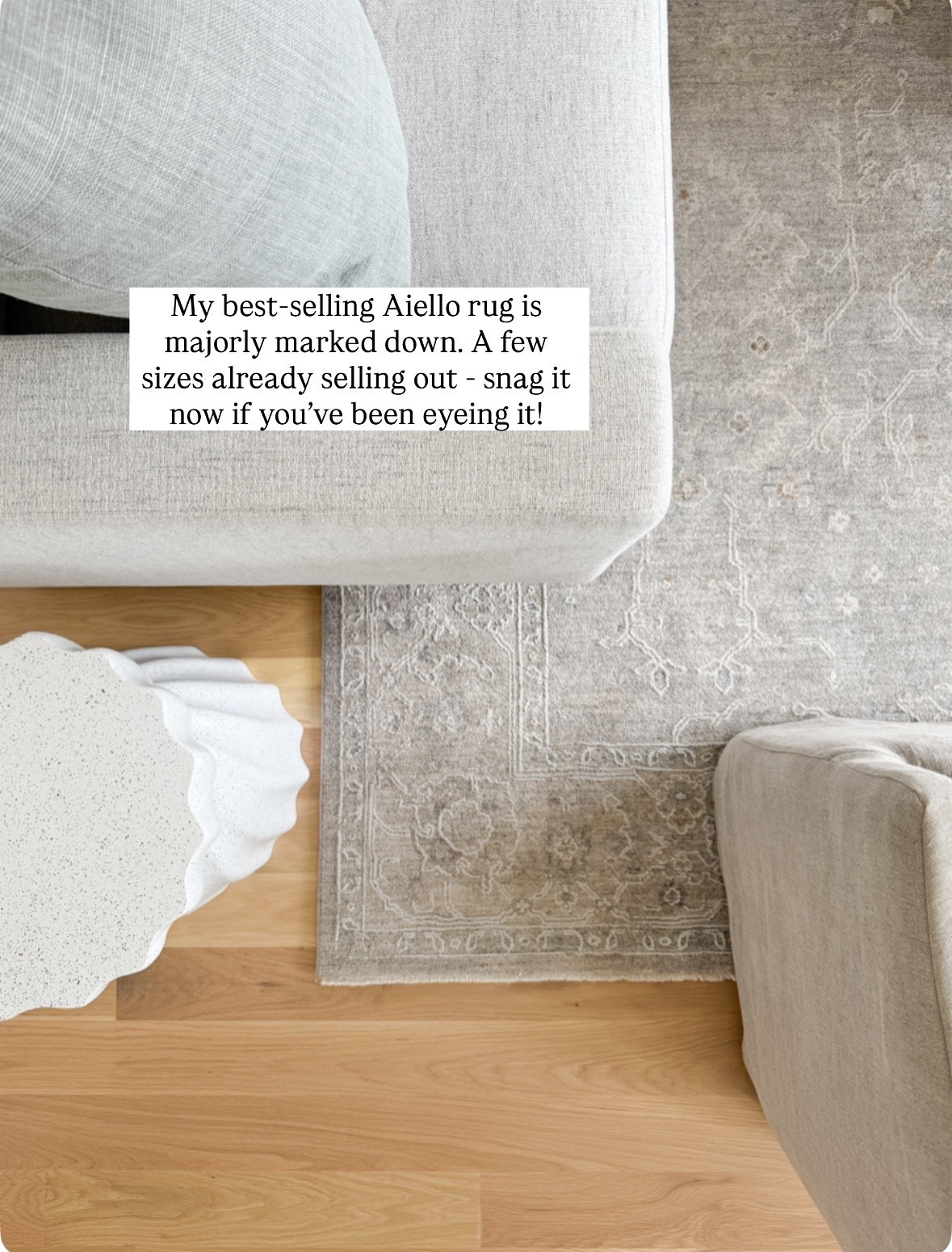 My best selling Arillo rug is deeply discounted!! This is the Beige/Gray/Green colorway but it reads light gray with a hint of blue & beige flecks 

#LTKCyberWeek #LTKHome #LTKSaleAlert