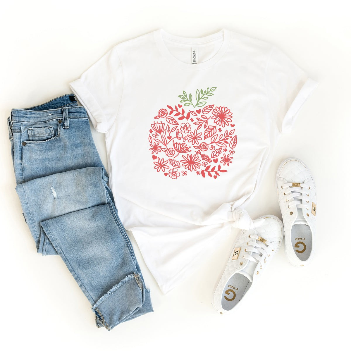 Colorful Flower Apple | Short Sleeve Graphic Tee | Simply Sage Market