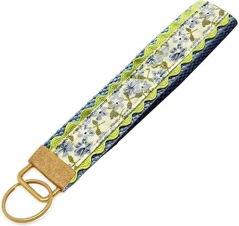 BattleTim Floral Keychain Wristlet Handmade Fabric Wrist Key Chain Lace Trim with Gold Metal D-Ri... | Amazon (US)