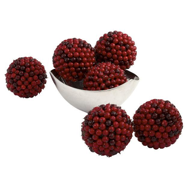 Nearly Natural set of 6 Red Berry Ball Red (5") | Target