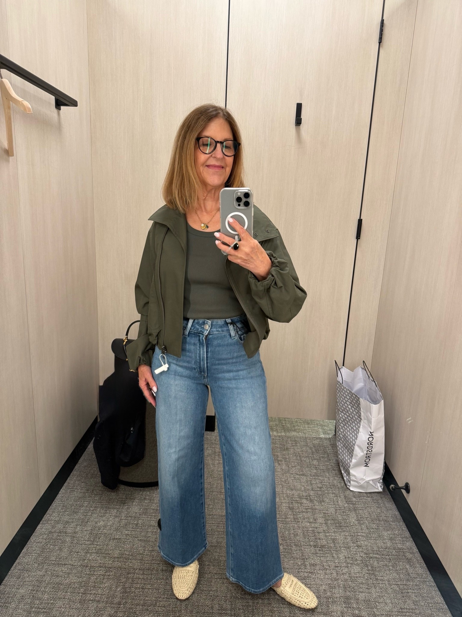 Try on at Nordstrom.
PAIGE Anessa jeans. If between sizes, order your smaller size. You can wear flats or heels with this style.

This Vince jacket is so cute. It has a bubble ham and a high collar, plus I’m wearing a matching tank. Love the color. Jacket is TTS. I’m wearing extra small. The tank top is TTS. I’m wearing small for a little more room.

Sam Edelman Mule comfortable runs small size up 1/2 size. W

#LTKPetite #LTKOver40 #LTKSeasonal