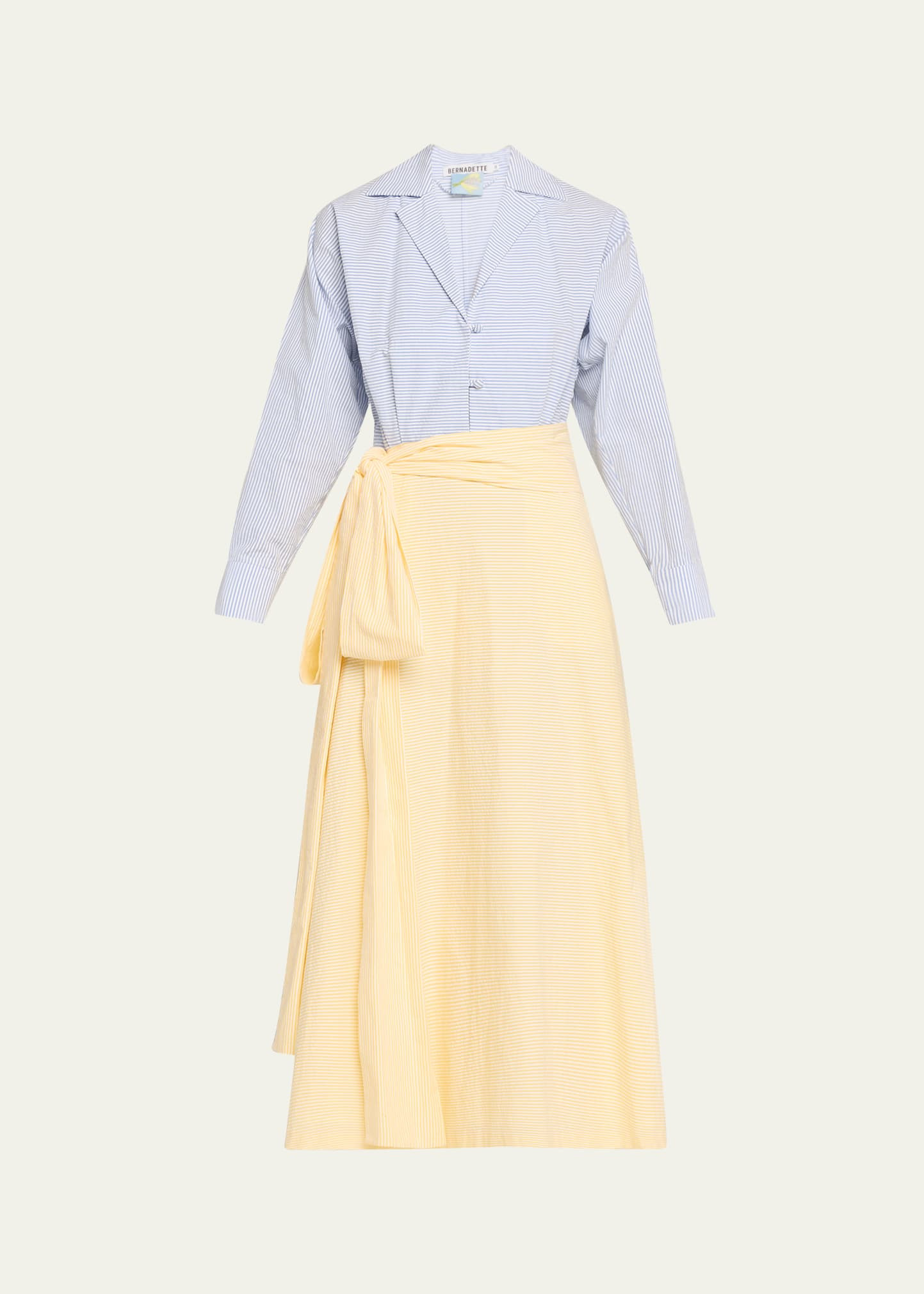 BERNADETTE Stripe Wrap Dress with Bow | Bergdorf Goodman