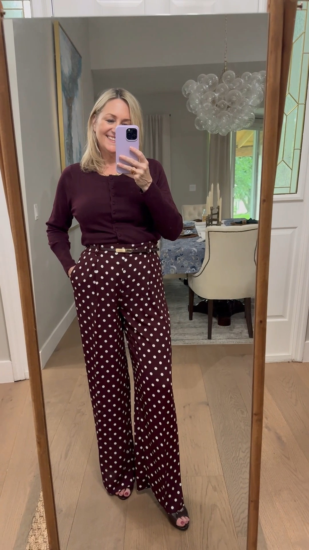 How fun are these awesome polka dot pants?  Fall outfit, business casual outfit

#LTKootd #LTKWorkwear #LTKOver40