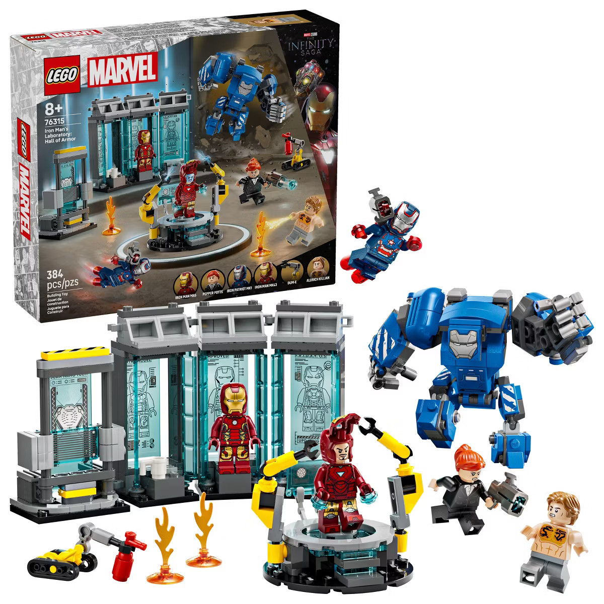 LEGO Marvel Iron Man’s Laboratory: Hall of Armor Building Toy with Minifigures and a Mech 76315 | Target