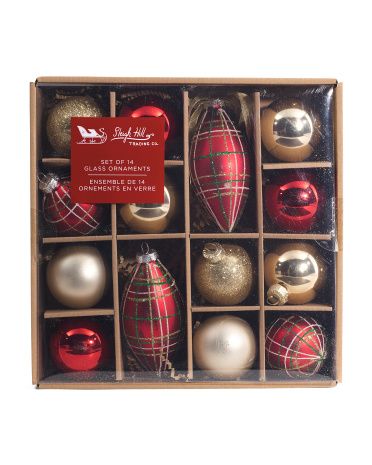 14pk 2in Mixed Glass Ornaments | TJ Maxx