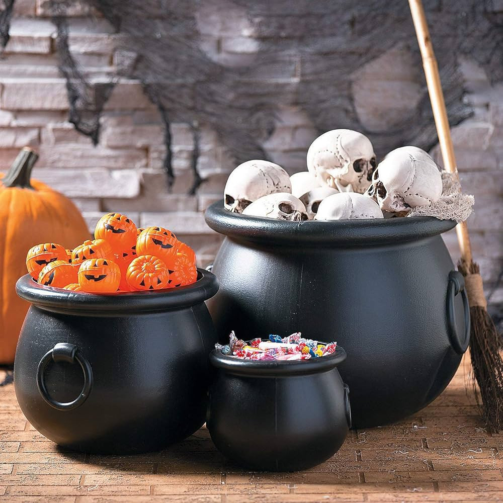 Fun Express Black Cauldron Pot 16", 12" and 8", Pack of 3, Create an Enchanting Halloween Atmosph... | Amazon (US)