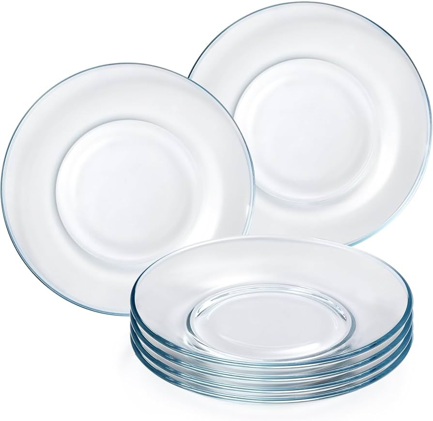 NUTRIUPS 6 Pack 7.5 inch Tempered Glass Dessert Plates, Clear Salad Plates Dishwasher and Microwa... | Amazon (US)