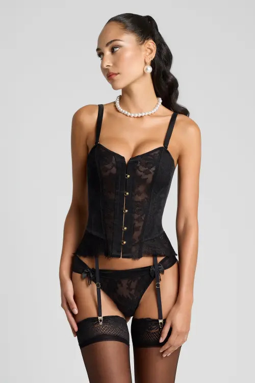 Scarlett Gasque The Lace Me Up Corset in Black at Nordstrom, Size X-Large | Nordstrom