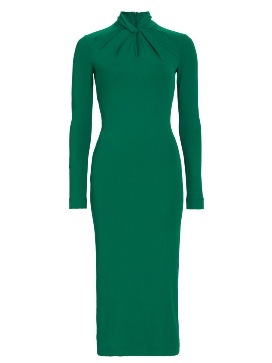 Twisted-Neck Jersey Midi-Dress | Saks Fifth Avenue