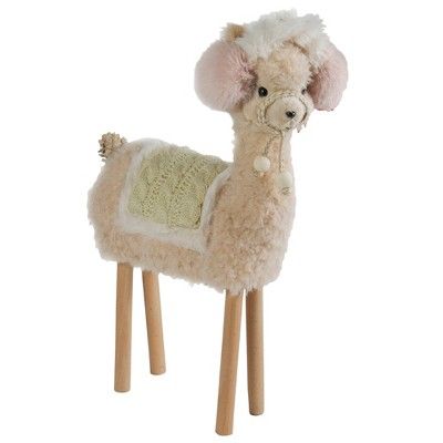 Northlight 14" Standing Beige and Pink Llama in Earmuffs Tabletop Christmas Decoration | Target