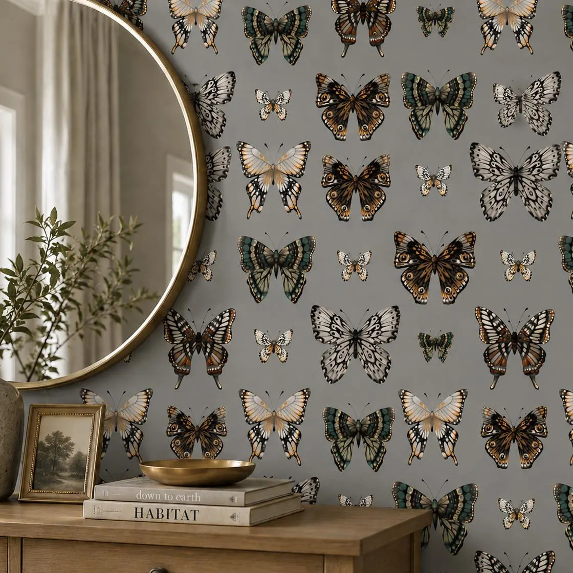 Butterfly Wallpaper – Vintage Entomology Wallcovering, Moody Botanical Decor, Nature Inspired Accent Wall, Victorian Inspired | Etsy (Global)
