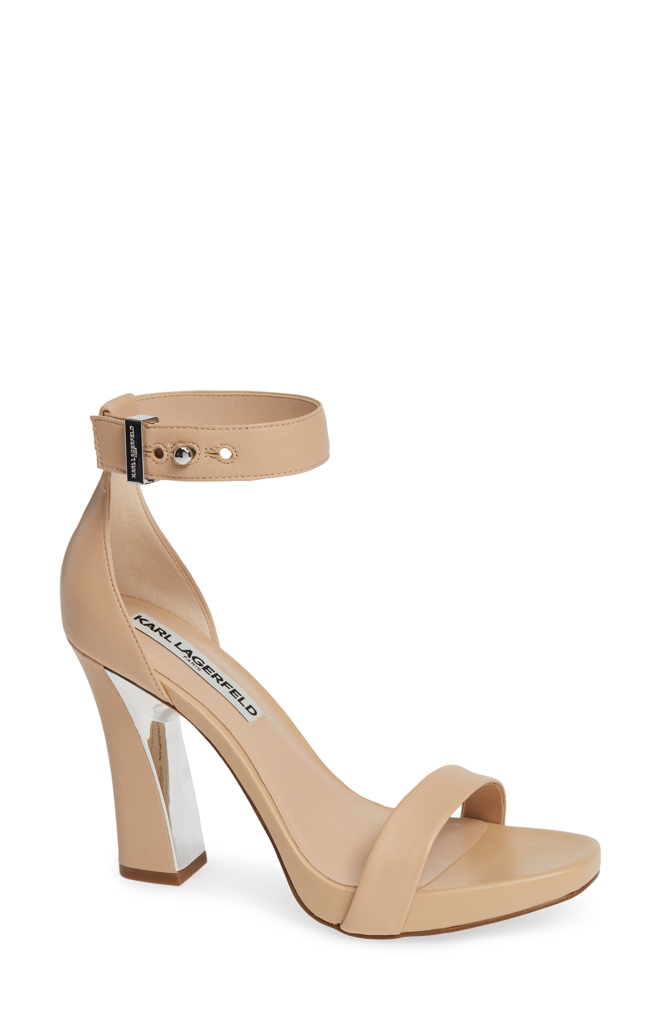 Women's Karl Lagerfeld Paris Carah Ankle Strap Sandal, Size 7.5 M - Beige | Nordstrom