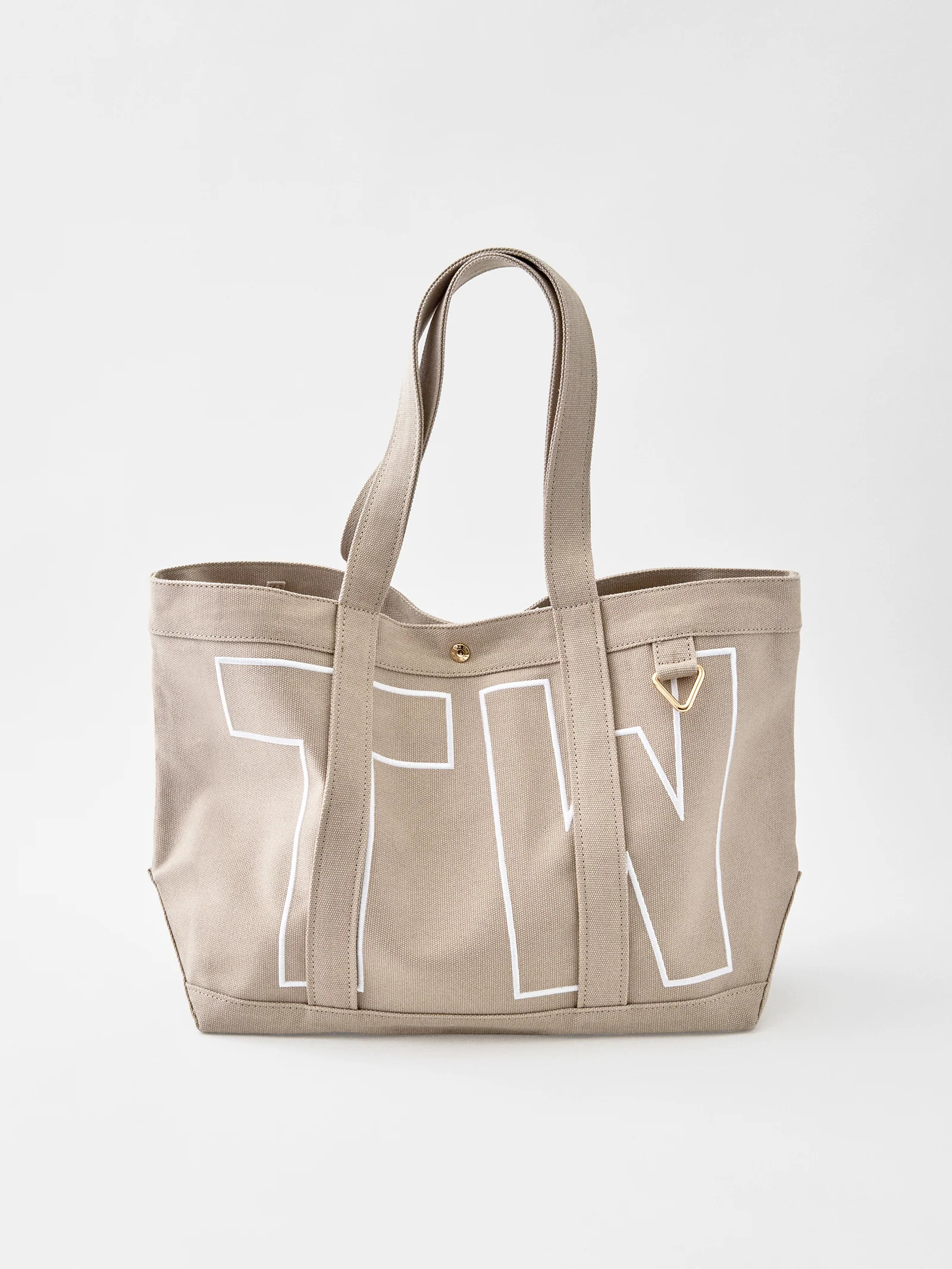 Solid Custom Alpha Tote - Toasted Almond | BaubleBar