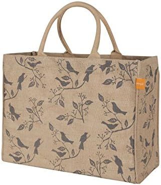 KAF Home Jute Market Tote Bag with Birds Print, Durable Handle, Reinforced Bottom and Interior Zi... | Amazon (US)