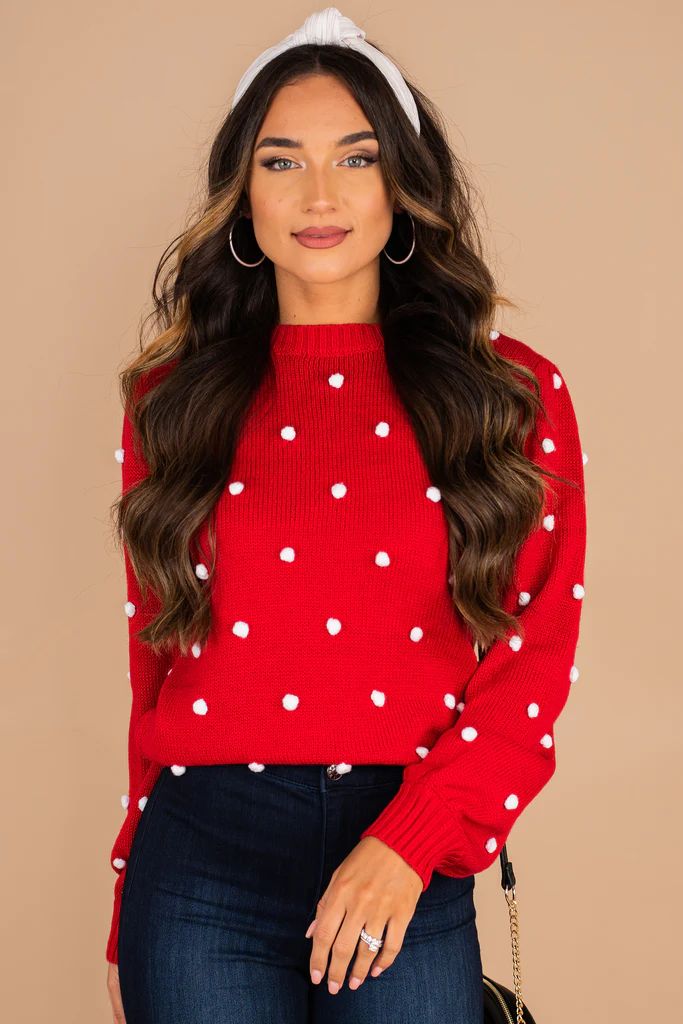 All That You Need Red Pompom Sweater | The Mint Julep Boutique