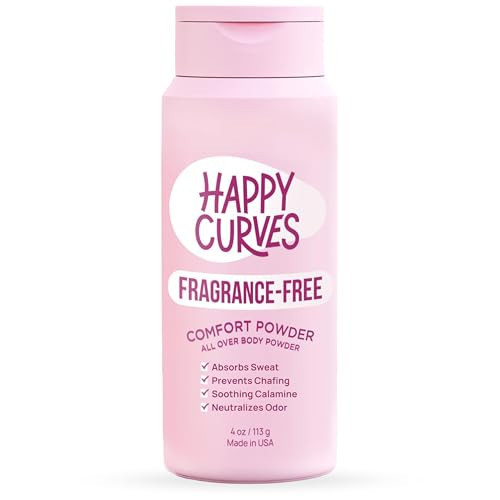 HAPPY CURVES Comfort Powder: Talc Free Anti Chafe Body & Foot Dusting Powder Deodorant to Control Inner Thigh Chafing, Private Areas, and All Over Body for Women (4 Ounce (Pack of 1), Fragrance-Free) | Amazon (US)