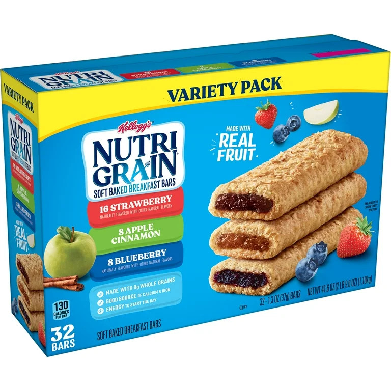 Nutri-Grain Soft Baked Breakfast Bars, Made with Real Fruit and Whole Grains, Kids Snacks, Variet... | Walmart (US)