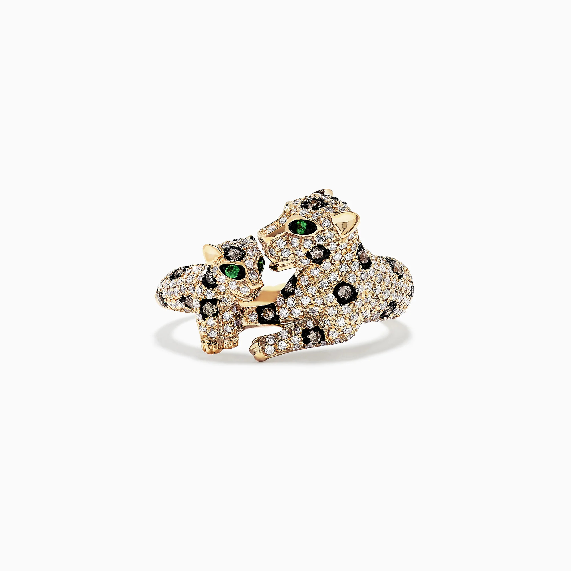 Signature 14K Yellow Gold Diamond Double Panther Ring, 1.01 TCW | Effy Jewelry