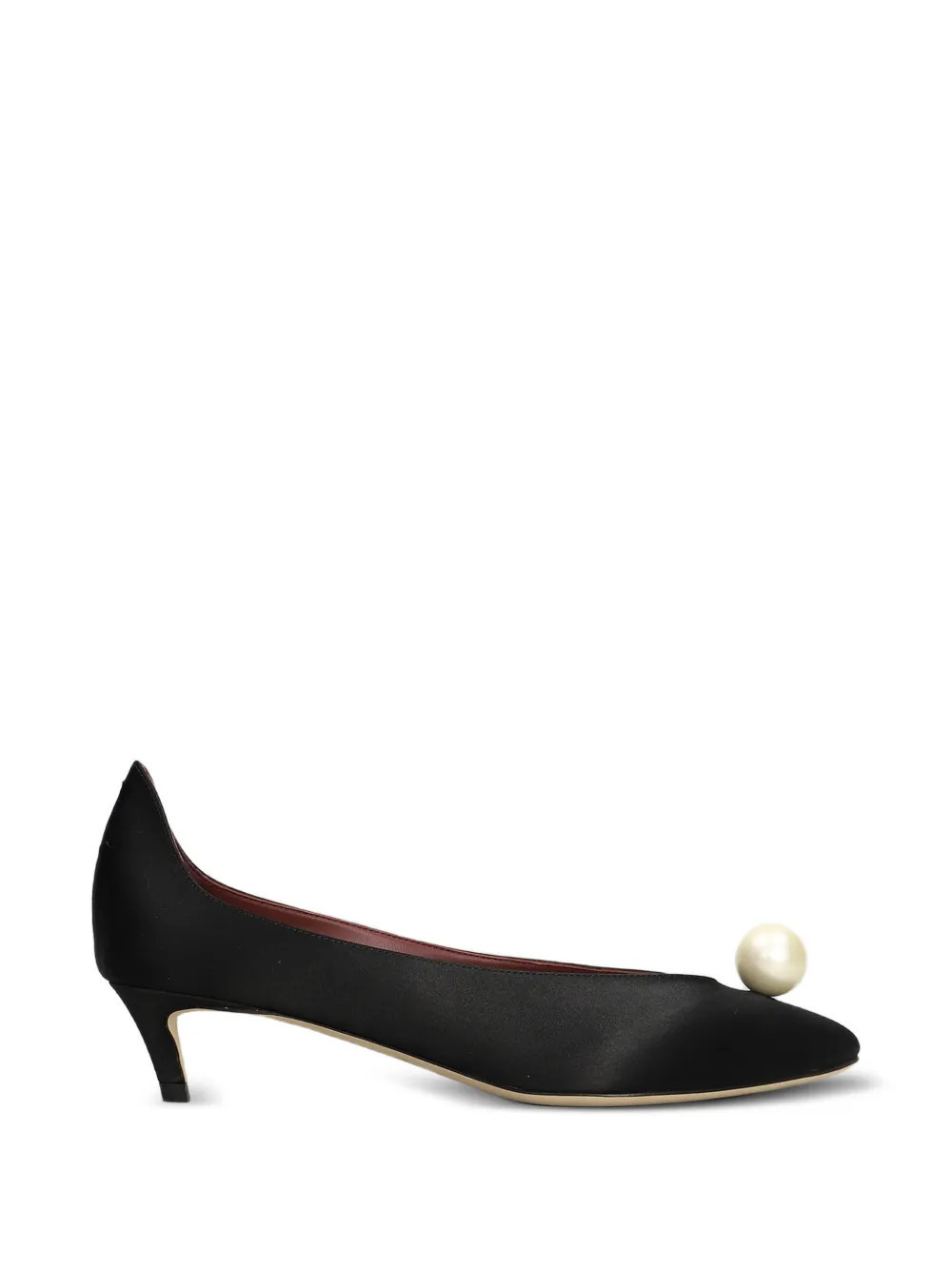 Magda Butrym faux-pearl embellished satin pumps - Black | Farfetch Global