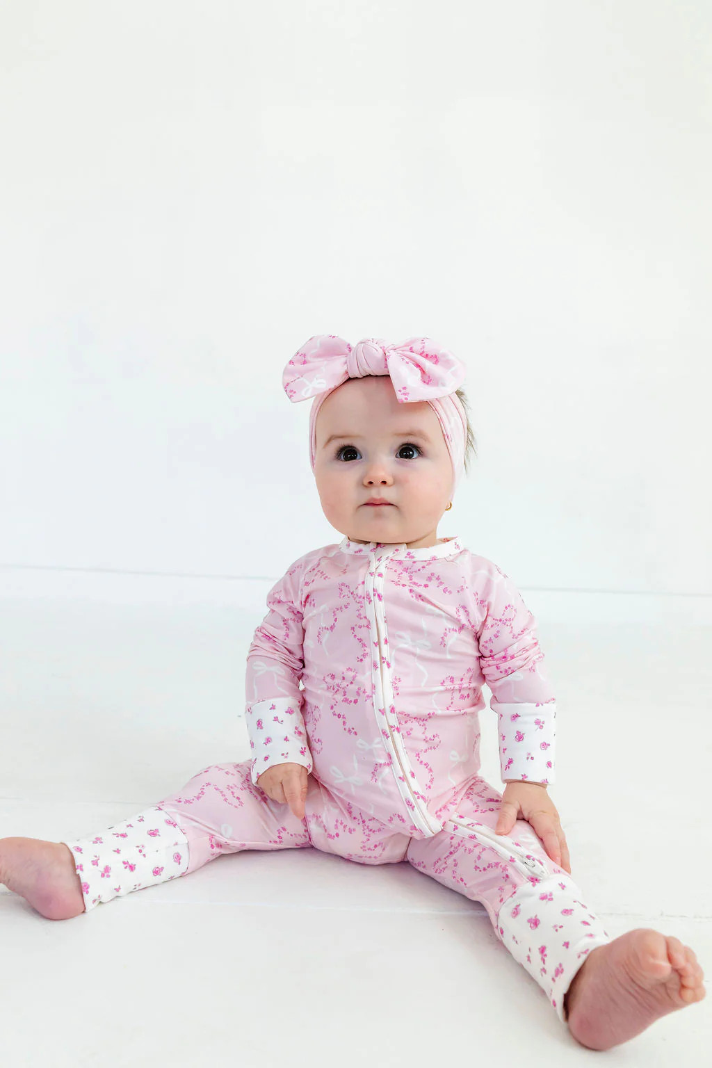Cora Floral Bow Zipper Romper | In My Jammers