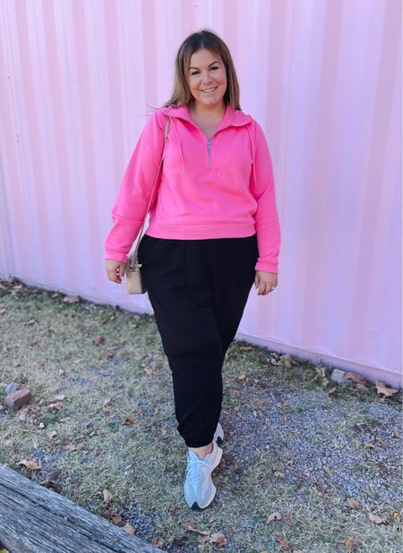 If you need a casual plus size athleisure outfit then this quarter zip pink pullover and black plus size joggers are perfect! Paired with my New balance 327 sneakers!
3/29

#LTKfitness #LTKplussize #LTKfindsunder100