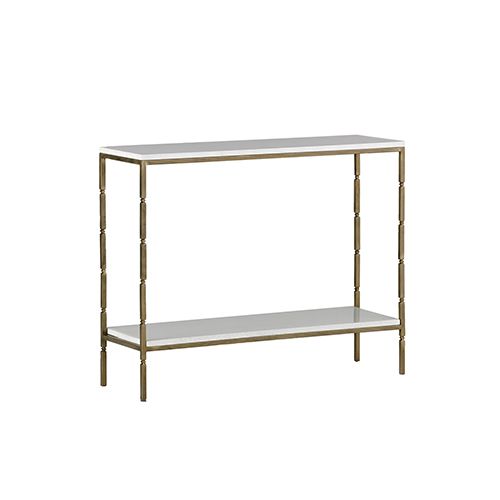 Gabby Home Bryson White Seagrass And Brushed Brass Console Table Sch 152265 | Bellacor | Bellacor