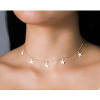 Dainty Star Choker Necklace / 14k Gold Filled Star Necklace / Sterling Silver Star Necklace / Dangle Star Layering Necklace / Gift for Her | Etsy (US)