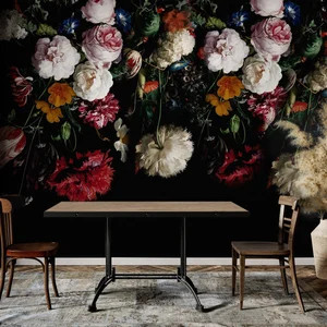 Dark Floral Wallpaper Peel and Stick | Dutch Flower Wall Mural | Etsy (US)