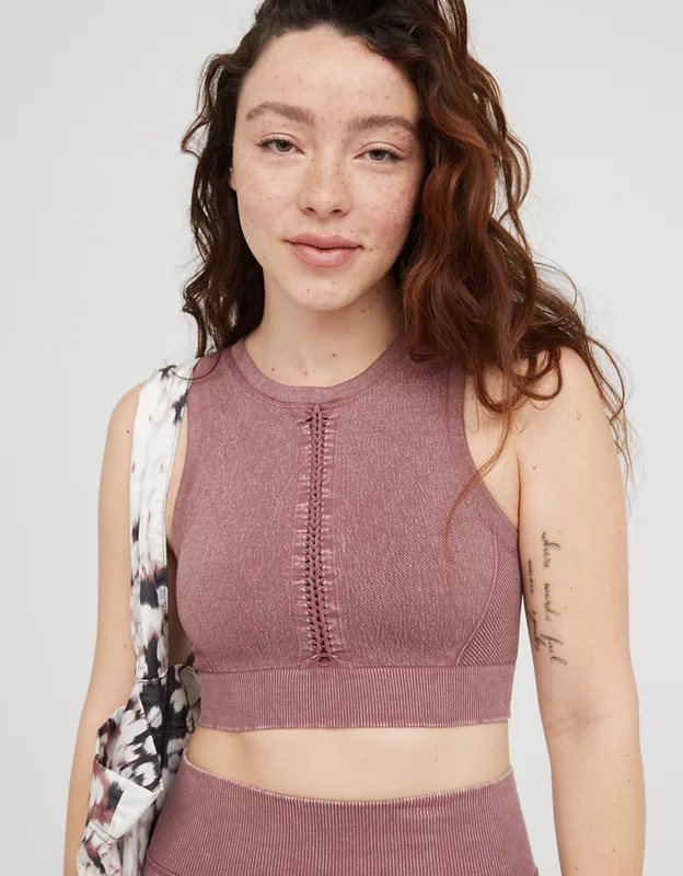 OFFLINE Seamless Macrame Longline Sports Bra | American Eagle Outfitters (US & CA)