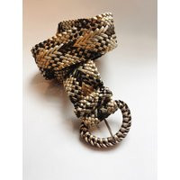 Vintage Faux Leather Woven Belt Eclectic Retro Gold Tones Silver Metallic Wide Ladies 1990's Women Accessories | Etsy (US)