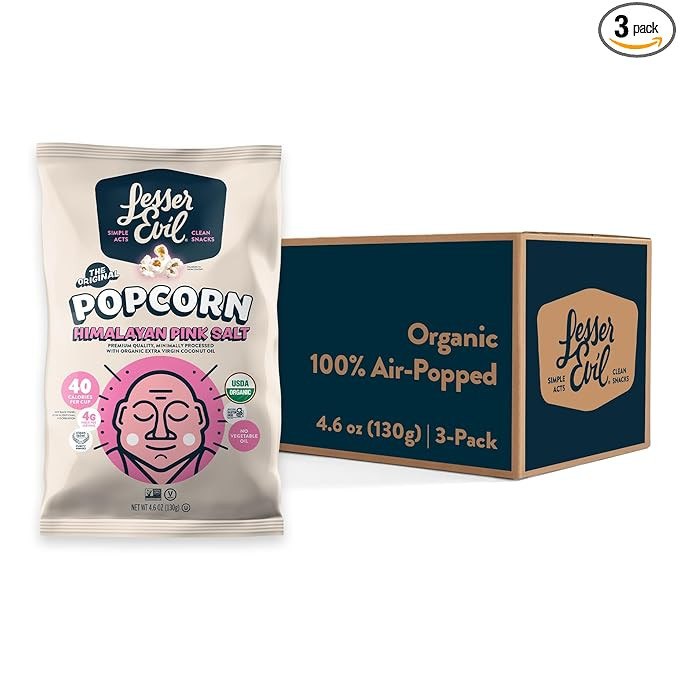 LesserEvil Himalayan Pink Salt Organic Popcorn, Premium Quality, Minimally Processed, No Vegetabl... | Amazon (US)