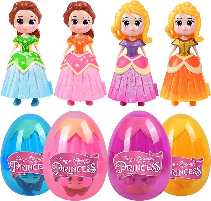 Easter Basket Stuffers for Kids Toddler, 4 Pack Princess Deformation Easter Eggs with Toys Inside... | Amazon (US)